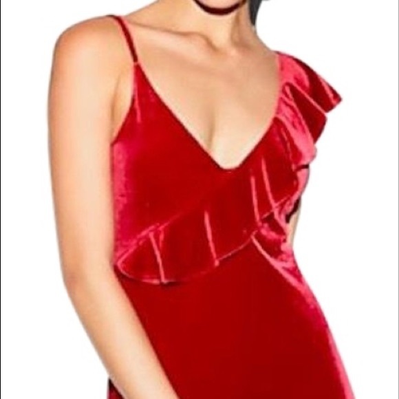 EXPRESS Red Velvet Ruffle Dress (NWT) - Picture 8 of 8
